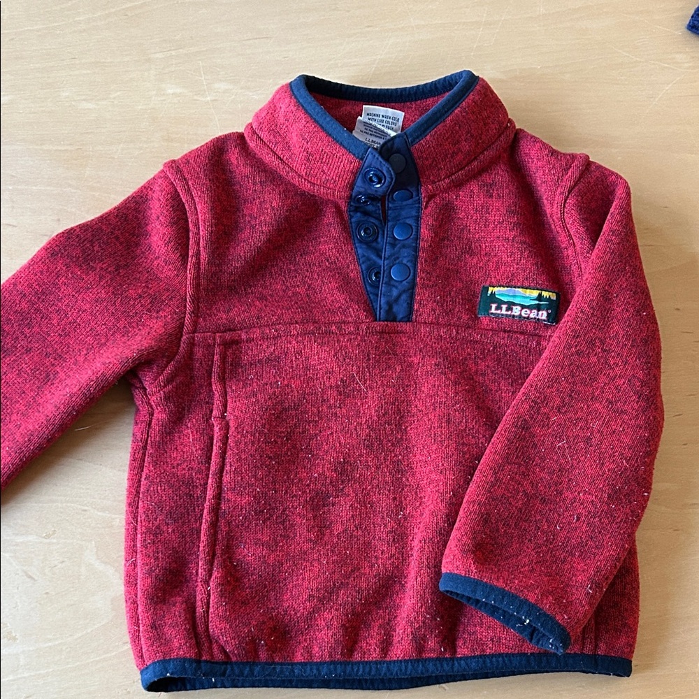 L.L. Bean Kids Red and Navy Fleece Sweatshirt